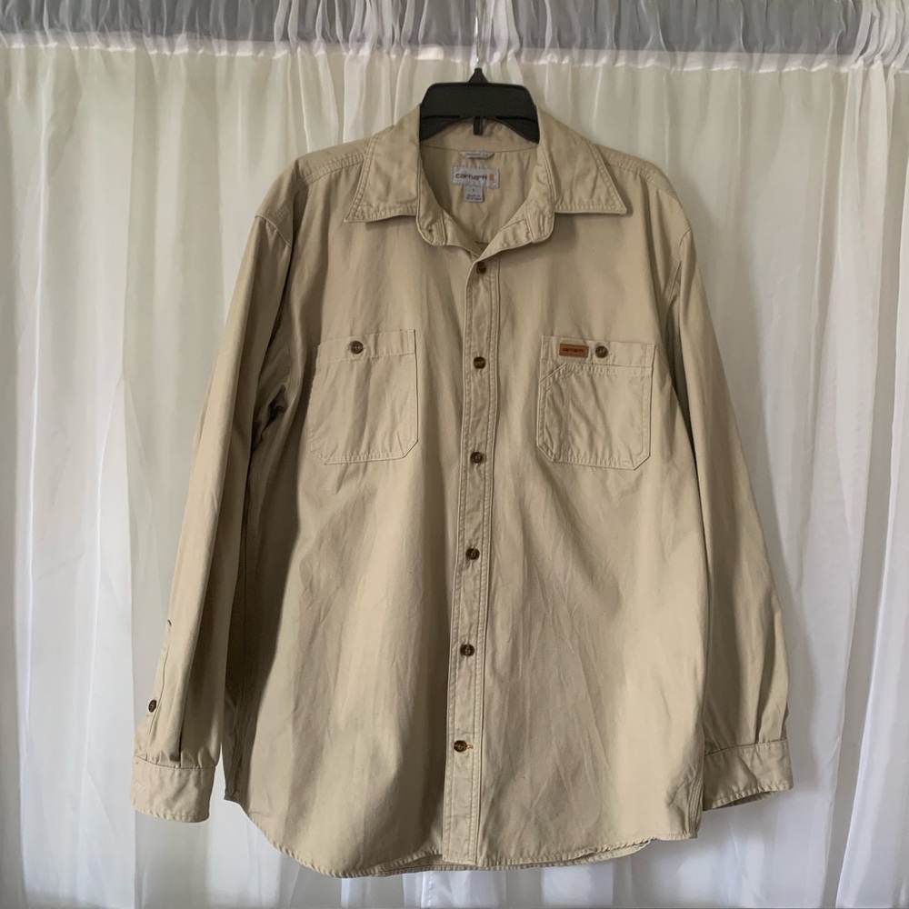 Vintage Carhartt Tan Lightweight Button-Front Work Shirt Jacket